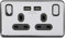 Schneider Electric Lisse Screwless Deco - Switched Double Power Socket with USB Charging Ports, Single Pole, 13A, GGBL30202USBABPCS, Polished Chrome with Black Insert