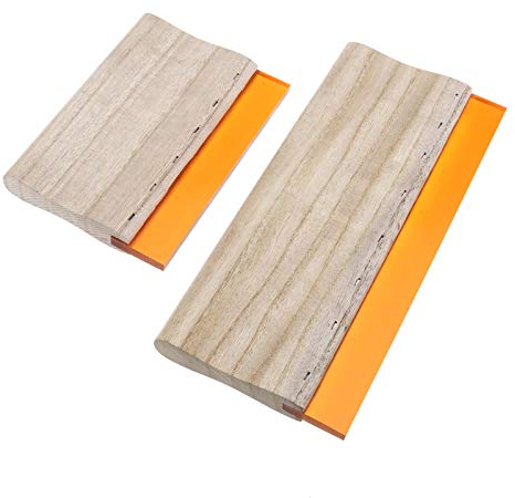 2pcs Siebdruckrakel Holz Pinsel Kit 2 Größe 24 cm und 15 cm Handdruck Wasser Tintenschaber