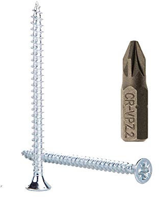 (Pack of 50 pcs) Zinc Plated Steel Wood Screws 5.0 x 70 mm, Pozi-drive Head Screws, Fasteners, Countersunk, Chipboard Screws (50)