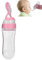 Alimentatore per Alimenti per Bambino 90 ml, Biberon in Silicone per Bambini con Cucchiaio Cucchiaino per Alimenti per Bambini con Frutta Fresca Ciuccio per Neonati Neonate(Rosa)