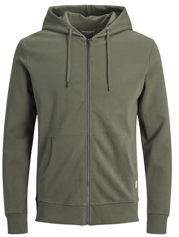 JACK & JONES Jjebasic Sweat Zip Hood Noos Cardigan, Dusty Olive, L Homme