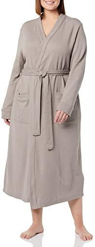 Amazon Essentials Women's Lightweight Waffle Full-Length Robe (Available in Plus Size), Smokey Grey, L