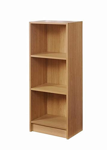 Timber Art Design Bookcase 3 Tier Storage Open Floor Mount Industrial Rack Display Shelving Organiser Cubes Unit For Living Room, Office, Study Room Furniture, Brown - W40 x H106 x D30 cm