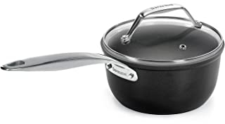 Barazzoni Black Titan Pro, Casseruola ML ø16cm con coperchio in vetro, Manico in acciaio rivettato, Antiaderente Titan Pro (5 Strati). Made in Italy