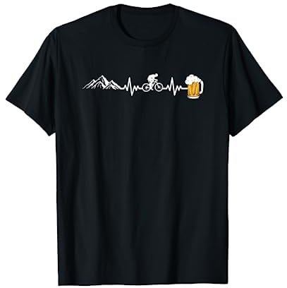 Mountainbike und Bier Herzschlag Fahrrad EKG Radfahren T-Shirt