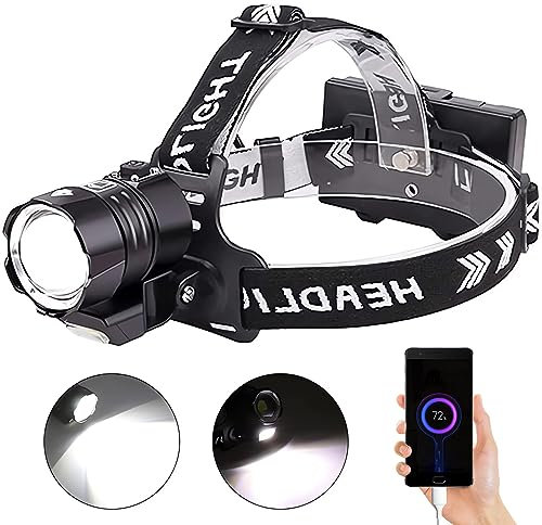 XLENTGEN Stirnlampe LED Wiederaufladbar Extrem Hell 20000 Lumen XHP90 + COB Kopflampe, 4 Modi Leistungsstarke Kopftaschenlampe, IP65 Wasserdicht Zoombar Stirnlampen für Camping, Angeln, Notfall