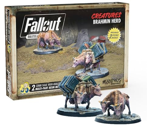 Modiphius Entertainment | Fallout Wasteland Warfare | Creatures: Brahmin Herd | Miniatures | Unpainted