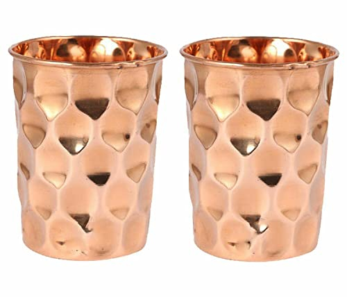 OSNICA Kupfer-Wasserbecher für Heilung, ayurvedisches Produkt, Moscow Mule, Kupferbecher, Fassungsvermögen 350 ml (Diamantglas), 4 Stück