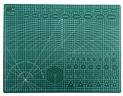 Cutting Mat Craft Mat Flexible Non Slip Craft Cutting Mat with Accurate Guide Grid Lines Design for Cutting Fabric, Paper, and Cards Double Sided self-Healing Cutting mat, Green (A-2)