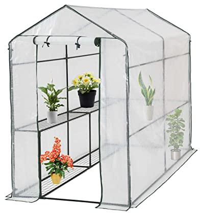 Gewachshaus Klein Garten, Foliengewachshaus Winterfest, Tomaten Gewachshaus Stabil, Uberwinterungszelt fur Pflanzen, mit Kleine Fenster, Treibhaus Windfest