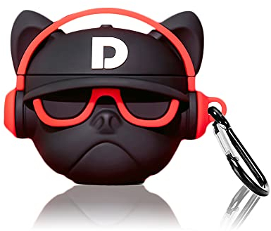 Viwind AirPods 1 2 Hülle Silikon Anime,Funny Cute 3D Cartoon Weiches Airpods 1 2 Generation Schutzhülle und Haut Case Cover mit karabiner,Kabelloses Laden&Stoßfeste-Bull Dog