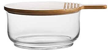 Sagaform Servier Set bestehend aus einer Glassschale mit Bambusdeckel in der Größe 21x10,5 cm, 5017781