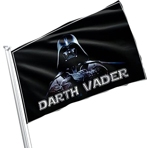 Darth Vader Flaggenbanner – 150D Qualität Polyester Nylon Flagge, mehrfarbig und langlebig, doppelt genähte Bannerflaggen für Weihnachten, Geburtstag, Valentinstag, Innendekorationen, Flaggen, 90 x