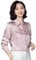 Bciopll Chemise rayée en satin de soie à manches longues pour femme Blanc, rose, M