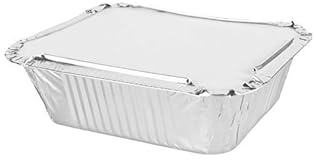 We Can Source It Ltd - 200 x No 1 Aluminium Foil Food Containers with Lids - Heavy Duty Takeaway Trays for Hot & Cold Food Storage - UK Made Oven and Freezer Safe Stackable Catering Boxes 14x11x4cm