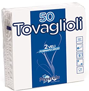Tovaglioli carta monouso Paperdì 33x33 cm, bianchi, 2 veli, 36 confezioni da 50 pezzi (1800pz)