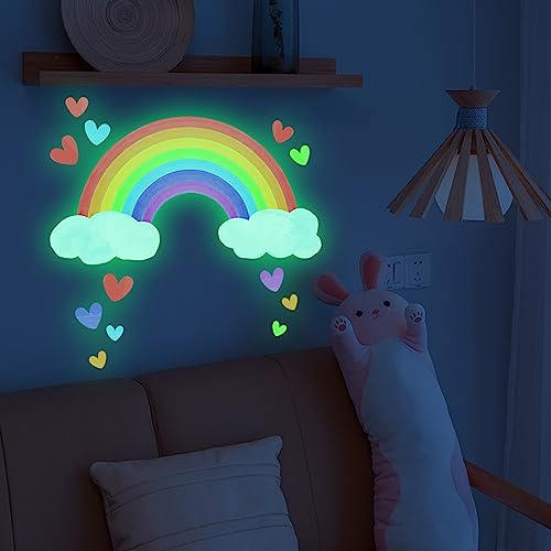 Etoiles Phosphorescentes Plafond Arc-en-ciel Et Etoiles Lumineuses Autocollants Stickers Muraux Enfants Etoile Fluorescente pour Bébé Chambres d'Enfants Fille Garcon Plafond Décoration