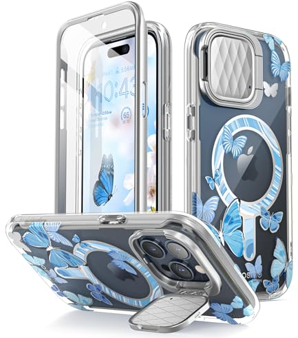 i-Blason CosMag Series Case for iPhone 15 Pro Max 6.7 inch (2023 Release), Slim Full-Body Stylish Protective Case Case Compatible with MagSafe with Built-in Screen Protector (Bluefly)