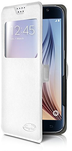 KARYLAX Etui S-View Universel S Couleur Blanc pour Smartphone Logicom Link