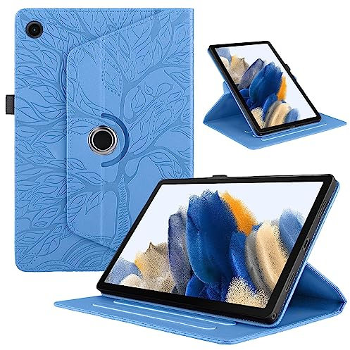 Coque pour Samsung Galaxy Tab A8 2021/2022 10.5 Pouces (SM-X200/SM-X205), Etui Premium Cuir PU Rotatif à 360 Antichoc Degrés Flip Case Cover Fonction Support Housse - Bleu