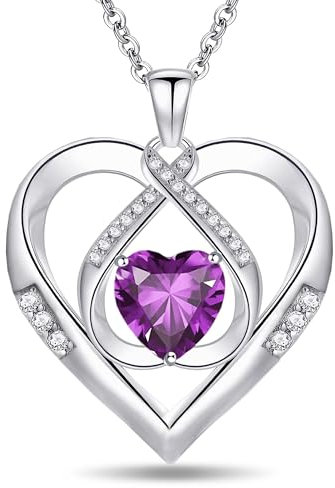 Collana con Ciondolo a Cuore in Argento Sterling 925 per Donna 5A, a Forma di Cuore Impeccabile, Zirconi Cubici Taglio Brillante, Regalo di Gioielli per la Moglie, la Fidanzata (Viola)