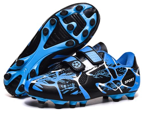 AQTDUAJ Fußballschuhe Kinder Fussballschuhe 36 Jungen Mädchen Professionelle Trainingsschuhe Sommer Outdoor Atmungsaktive Sneaker Unisex Low Top Soccer Schuhe Blau