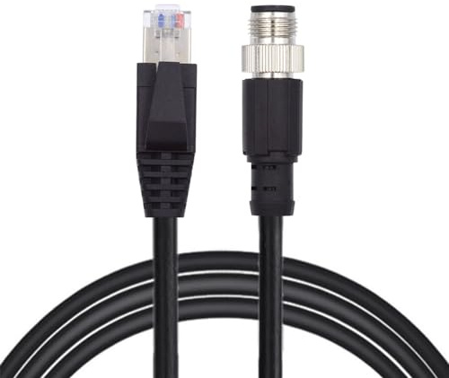 xiwai M12 4-poliger D-kodierter Typ-D-Stecker auf RJ45-Stecker, Cat5e, IP67, Patchkabel, LAN, Ethernet, Netzwerk, industrielle Anwendungen, 1 m