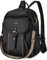 Missnine Women Backpack,PU Leather Ladies Fashion Multi-pocket Backpack for 13 Inch Laptop,Convertible Shoulder Bag with Secured Zippers for Daily Holidays,Black
