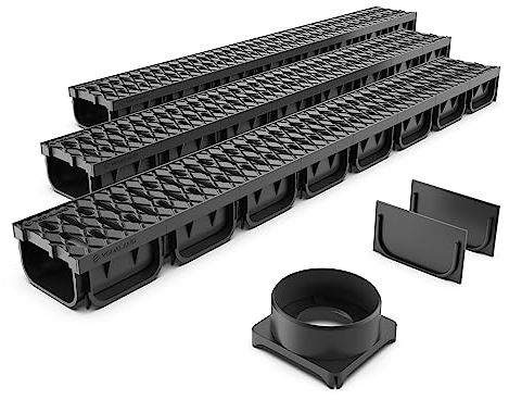 Vodaland EASY 2 Plastic channel drain kit with plastic grating - load class A15 (3 Pack)