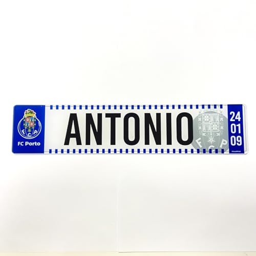 Oporto - Matricula Metacrilato Personalizada Equipo de Futbol - Matricula con Nombre - 38cm x 8cm - Placa Impresion Directa - Nombres Decorativos Personalizados
