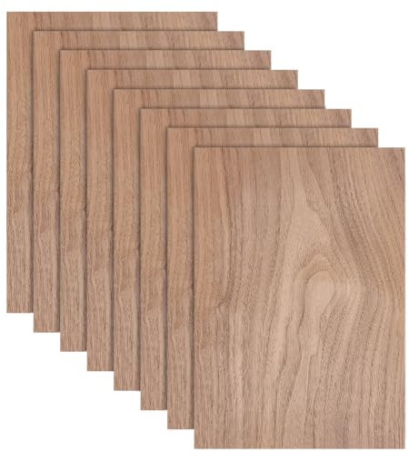 BENECREAT 8 Pcs Feuille de Bois de Noyer, Planches de Placage Rectangulaires en Bois Dur de 30x21 cm, pour Projet de Bricolage Artisanal en Bois, Épaisseur de 0.4mm