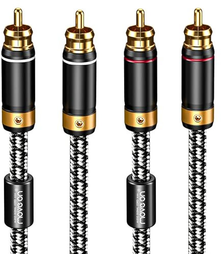 Primeda audiophile RCA cable, 3M/9.8FT 2 rca male to male, used for stereo subwoofer stereo audio cable with silver plated 4N oxygen free copper core and ferrite core