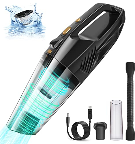Zamufo Handstaubsauger Akku, Auto Handstaubsauger Kabellos mit LED-Licht, Mini Tragbarer Staubsauger Tierhaare für Haus, Haustier und Auto, 120W Handstaubsauger für Nass und Trocken