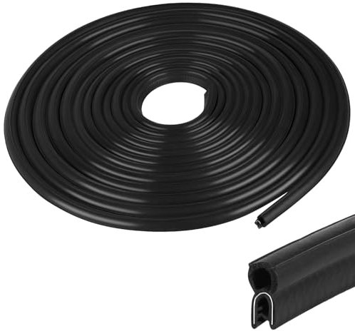 EFUTURETIME Universal Auto Türdichtung, 10 m, Gummidichtung Auto Kofferraumdichtung aus EPDM, Dichtungsprofil Gummi ohne Kleber, Schwarz, Für Wohnwagen, LKW, KFZ, Garage, Maschinen, Oben