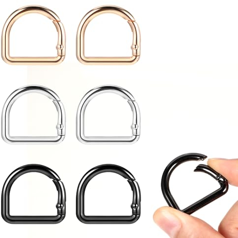 Amabro Confezione da 6 Moschettoni ad Anello a D, Portachiavi in Metallo Anelli a D Gancio a Molla per Borsa a Tracolla Portachiavi Hardware Portachiavi Clip Accessori Collare per Animali Domestici