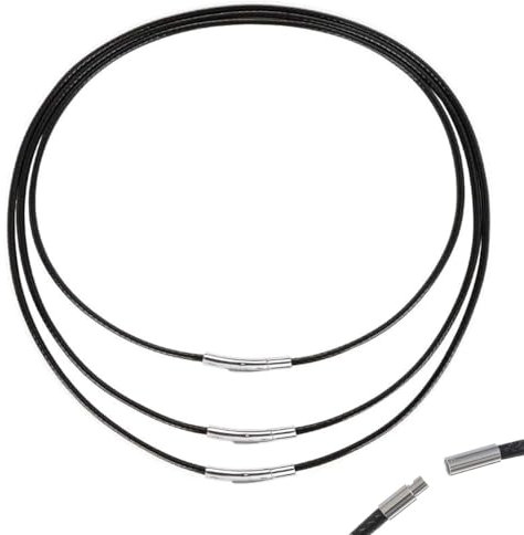 Mkemka 3Pcs Leather Necklace Cord With Clasp - Black Rope Chain Jewelry for Men and Women
