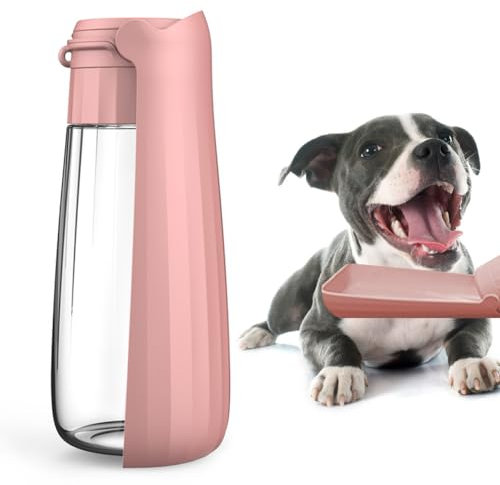 Dogs Drinking Feeder, 550ML Foldable Dog Water Bottle with Wider & Deeper Sink and Inbuilt Filter Cartridge for Pets Cats Outdoor Walking