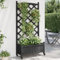 Homgoday Jardinera con celosía y ruedas negras de madera maciza de abeto, jardinera rejilla para jardín, jardinera de exterior, jardinera balcón XX