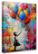 Tucocoo Leinwandbild, Banksy-Straßen-Pop-Art-Bilder, buntes Ballon-Mädchen-Gemälde, zeitgenössisches Kunstwerk, Heimdekoration für Wohnzimmer, mit Holzrahmen, Galerieverpackung, fertig zum Aufhängen