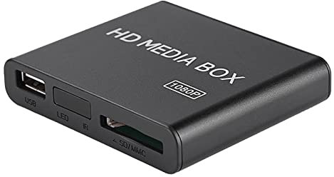 Lettore Multimediale, Mini Box Full HD 110‑240 V Lettore Multimediale Lettore Multimediale 1080P Supporto USB MMC RMVB MP3 AVI MK (Spina europea)