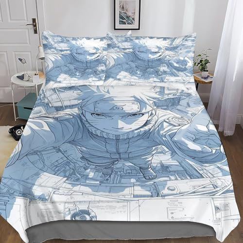 YXZIEOLFB Naruto-Avatar Bettwäsche Bettbezug-Set Mikrofaser, Bettbezug Reißverschluss Und Kissenbezug Für Schlafzimmer, Weiche Bequemer Double(200x200cm)