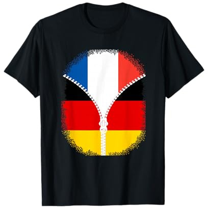 Frankreich Deutschland Flagge Französisch Deutsch Reißverschluss T-Shirt