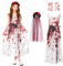 Blisscok Déguisement d'Halloween de Mariée Fantôme, avce Voile de rose avec du sang - Autocollants, Robe de mariée blanche avec du sang – Parfait pour Halloween ou toute fête costumée (M)