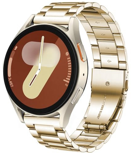 DEALELE Armband Kompatibel mit Samsung Galaxy Watch 7 / FE / 6/6 Classic / 5/5 Pro / 4/4 Classic / 3 41mm / Huawei GT3 42mm, 20mm Edelstahl Metall Armbänder für Herren Damen, Champagner Gold