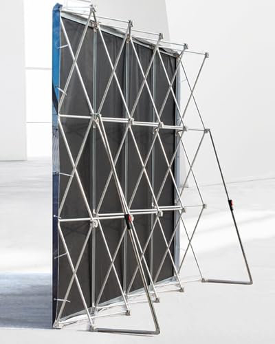 Banner Ständer Stehendes Messestand-Display-Banner, Spannstoff-Hintergrundrahmen für Geburtstagsfeiern, Abschlussfeiern, Hochzeits-Fotoshootings, Tragbarer Pop-up-Ständer(2.3m(7.5ft)Hx4.55m(15ft)L)