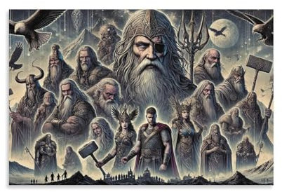 Poster der nordischen mythischen Götter, Kunstdruck, Poster, Gemälde, Leinwand, Poster, Kunstwerke, Raumästhetik, 20 x 30 cm