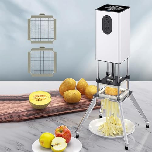 Electric French Fry Cutter,200W Commercial Stainless Steel Vegetable Chopper with 9mm and 12.5mm Blades,Potato Chipper Fast Cutting, for Industrial Kitchen Restaurant