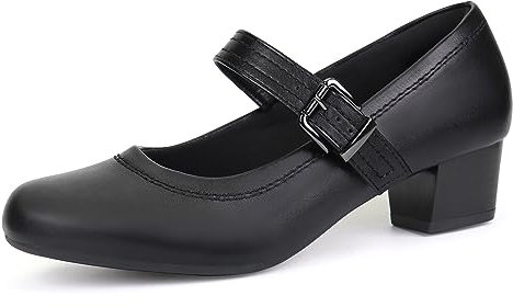 Ortho+rest Women Mary Janes Heels for Bunions Chunky Low Heels Court Shoes （6,Black