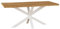 Liadomo Esstisch 160x85 Diala Natur, Baumkantentisch, Baumkante, Akazie Massivholz Tisch, 35 mm Tischplatte lackiert, Robust & Pflegeleicht, Unikat, Spider-Gestell Metall weiß