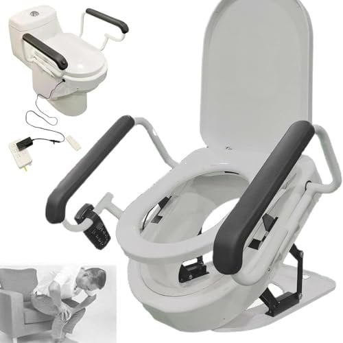 Automatic Toilet Seat Riser, Electric Toilet Seat Lifter, Thickened Toilet Seat Lifter with Anti-Slip Double Armrests, 0~45° Lifting Angle for Elderly, Handicap, Pregnant and Medical